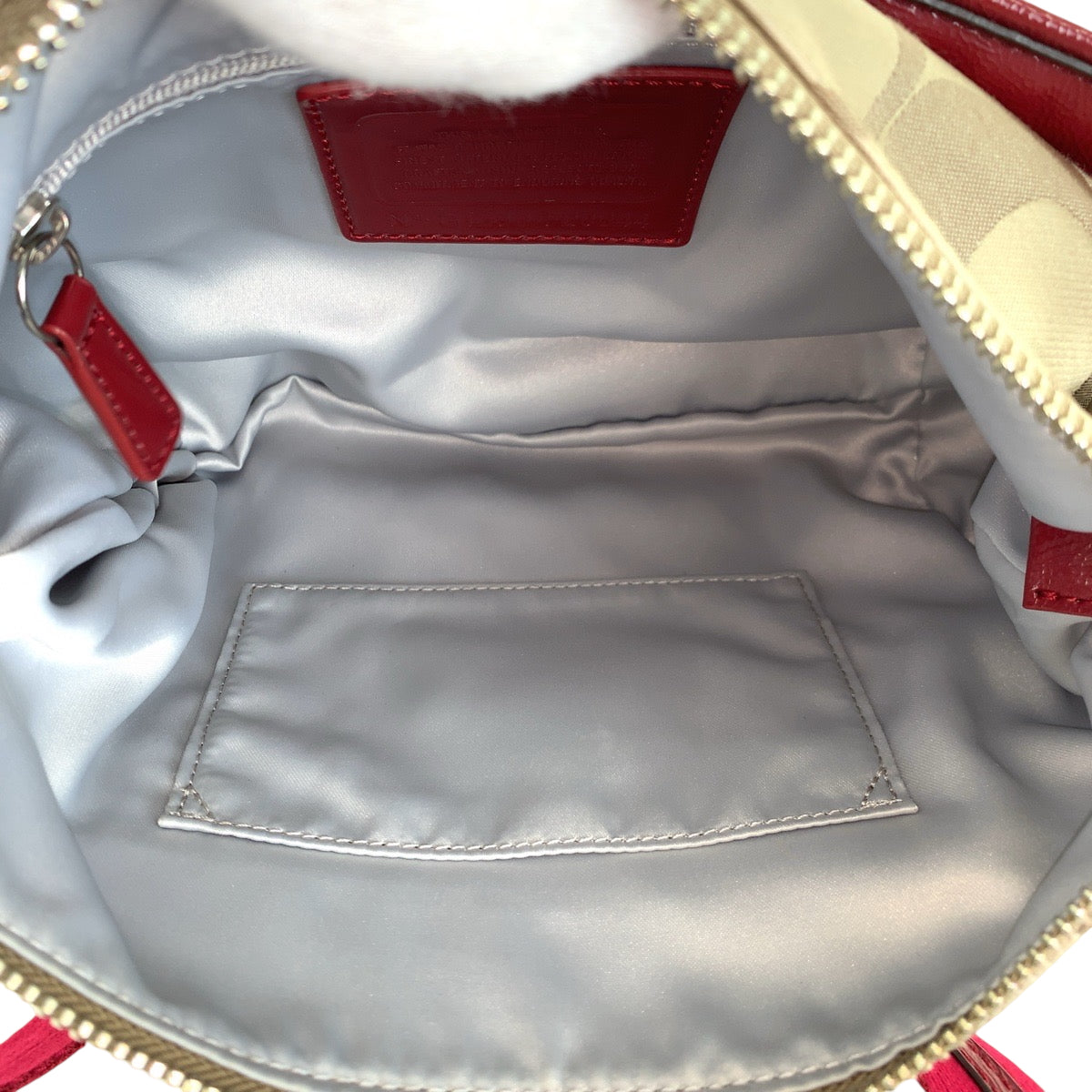 22236
COACH コーチ ポピー シグネチャー クロスボディ 2way ベージュ レッド シルバー金具 キャンバス / レザー F20044 ショルダーバッグ ハンドバッグ レディース ABP8