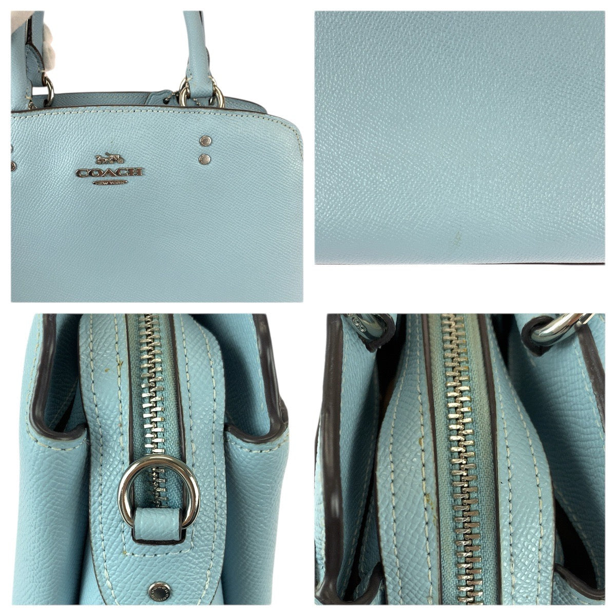 22237
COACH コーチ ミニ リリー キャリーオール ブルー ライトブルー シルバー金具 レザー 91146 ハンドバッグ レディース AB6