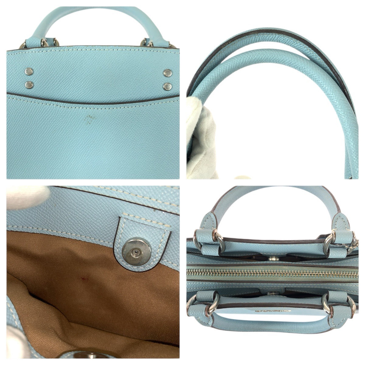 22237
COACH コーチ ミニ リリー キャリーオール ブルー ライトブルー シルバー金具 レザー 91146 ハンドバッグ レディース AB6