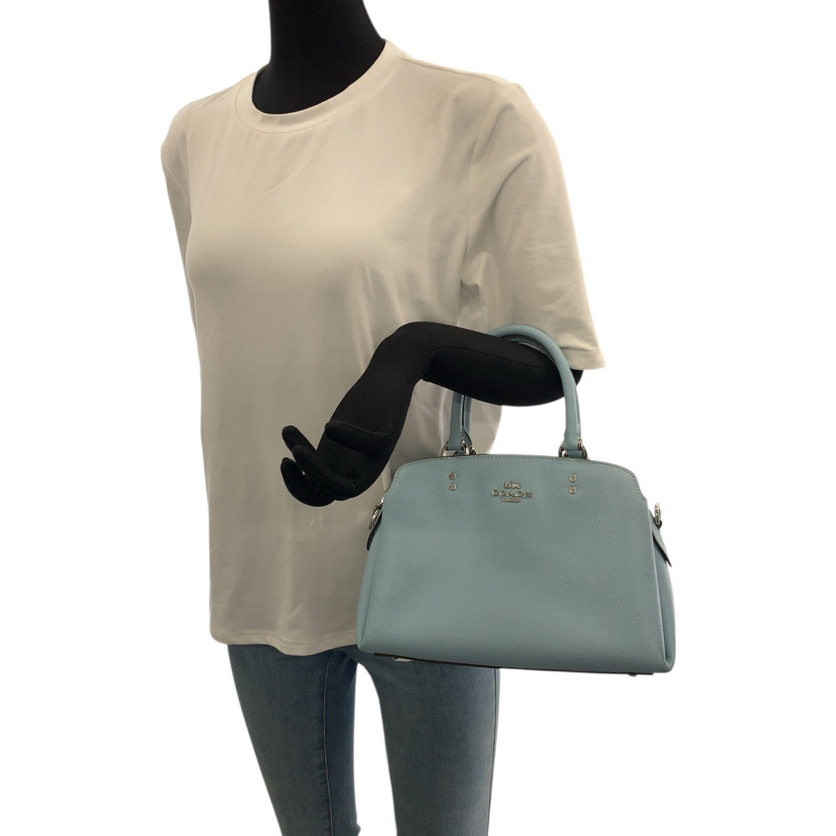 22237
COACH コーチ ミニ リリー キャリーオール ブルー ライトブルー シルバー金具 レザー 91146 ハンドバッグ レディース AB6