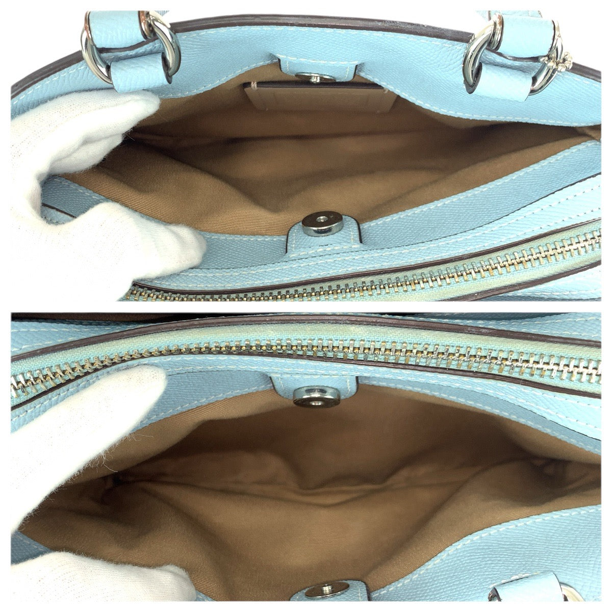 22237
COACH コーチ ミニ リリー キャリーオール ブルー ライトブルー シルバー金具 レザー 91146 ハンドバッグ レディース AB6