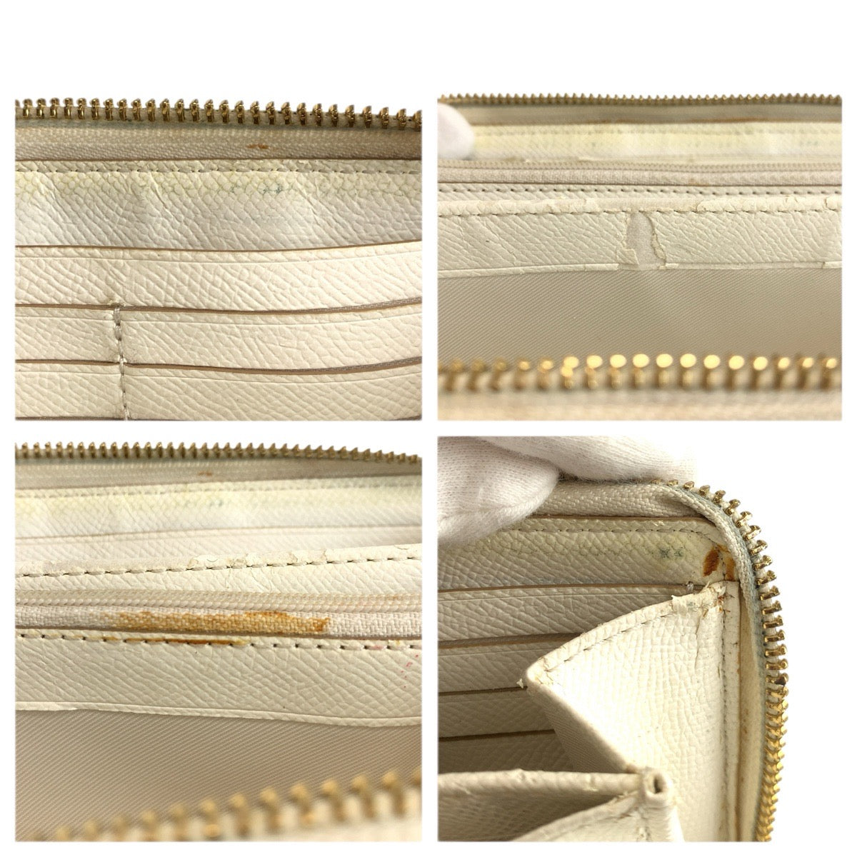 22238
COACH Signature Beige Ivory Gold Hardware PVC / Leather 52859 Long Wallet Round Zipper Ladies B2
