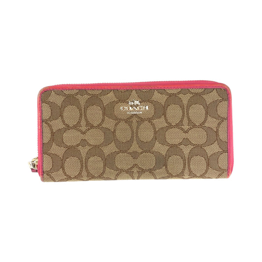 22240
COACH コーチ シグネチャー ベージュ ピンク ゴールド金具 キャンバス / レザー F53539 長財布 ラウンドファスナー レディース B2