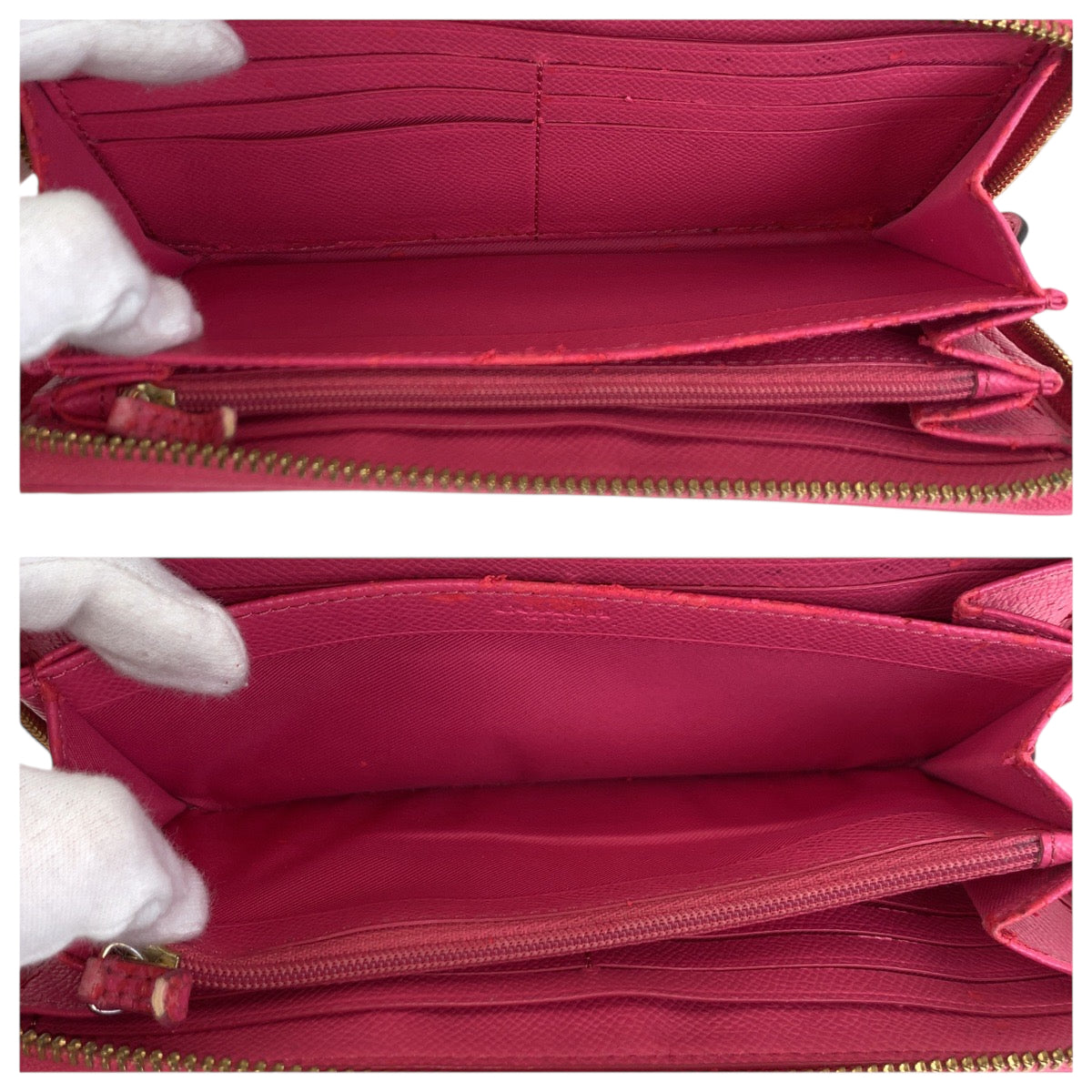 22240
COACH Signature Beige Pink Gold Hardware Canvas / Leather F53539 Long Wallet Round Zipper Ladies B2