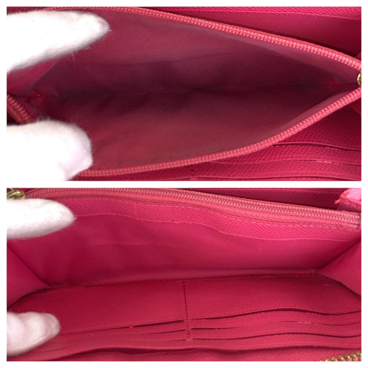 22240
COACH Signature Beige Pink Gold Hardware Canvas / Leather F53539 Long Wallet Round Zipper Ladies B2