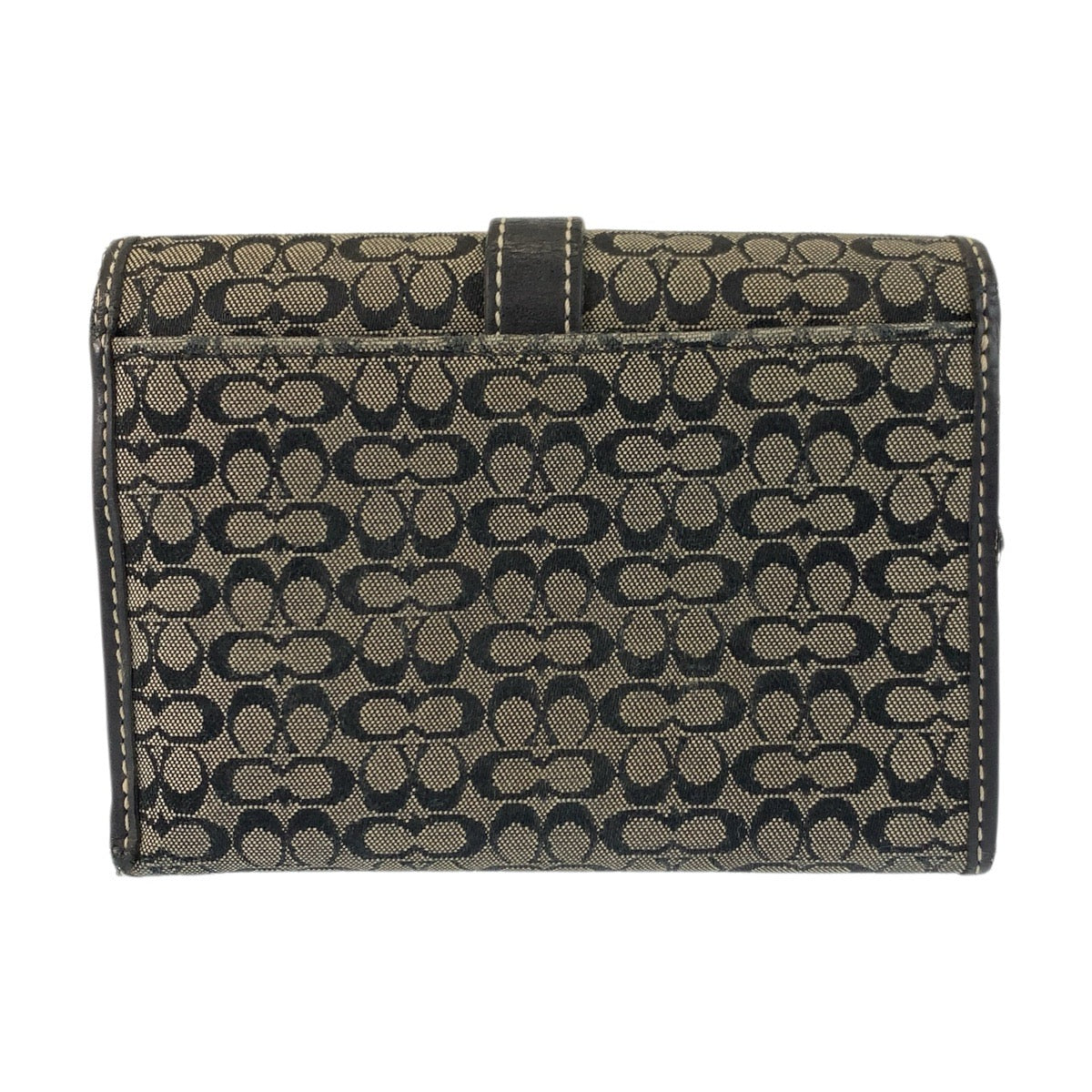 22241
COACH コーチ ミニシグネチャー ブラック 黒 グレー シルバー金具 キャンバス 折財布 コンパクトウォレット レディース AB2