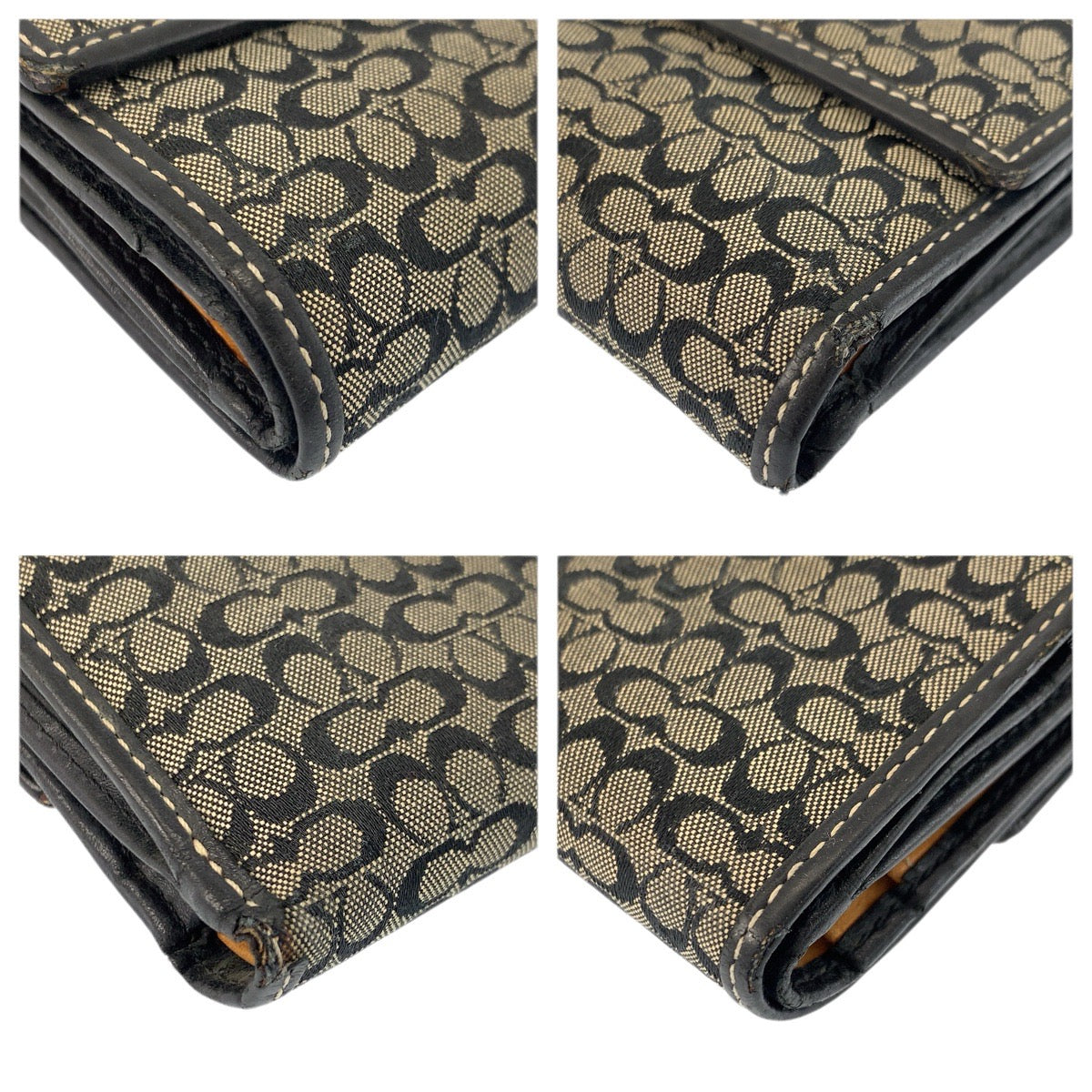 22241
COACH コーチ ミニシグネチャー ブラック 黒 グレー シルバー金具 キャンバス 折財布 コンパクトウォレット レディース AB2