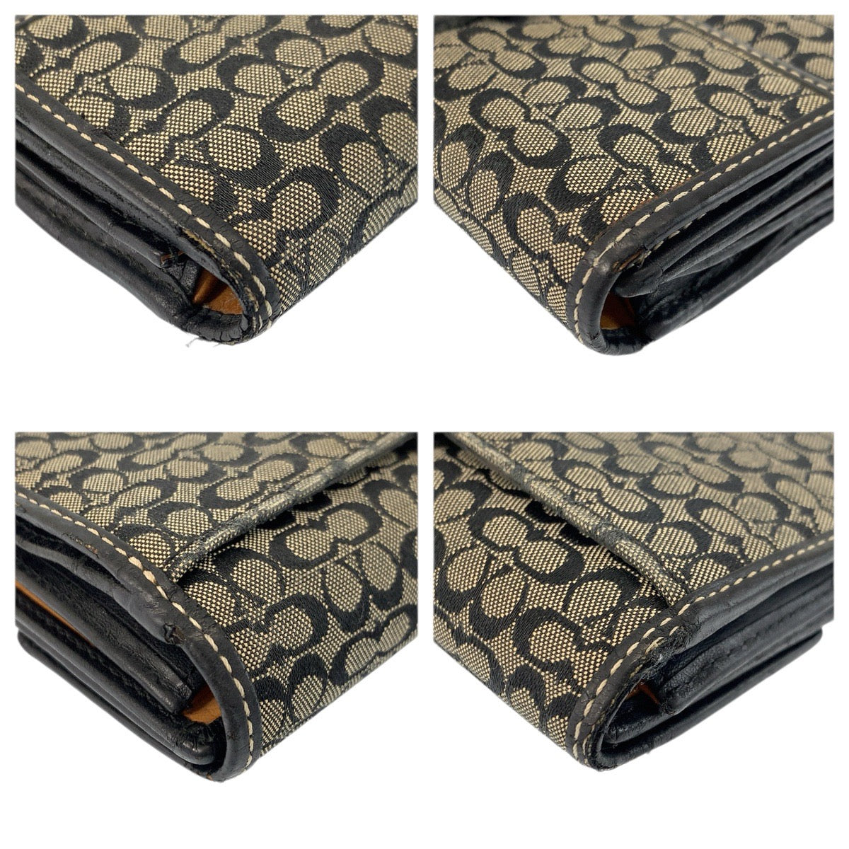 22241
COACH コーチ ミニシグネチャー ブラック 黒 グレー シルバー金具 キャンバス 折財布 コンパクトウォレット レディース AB2