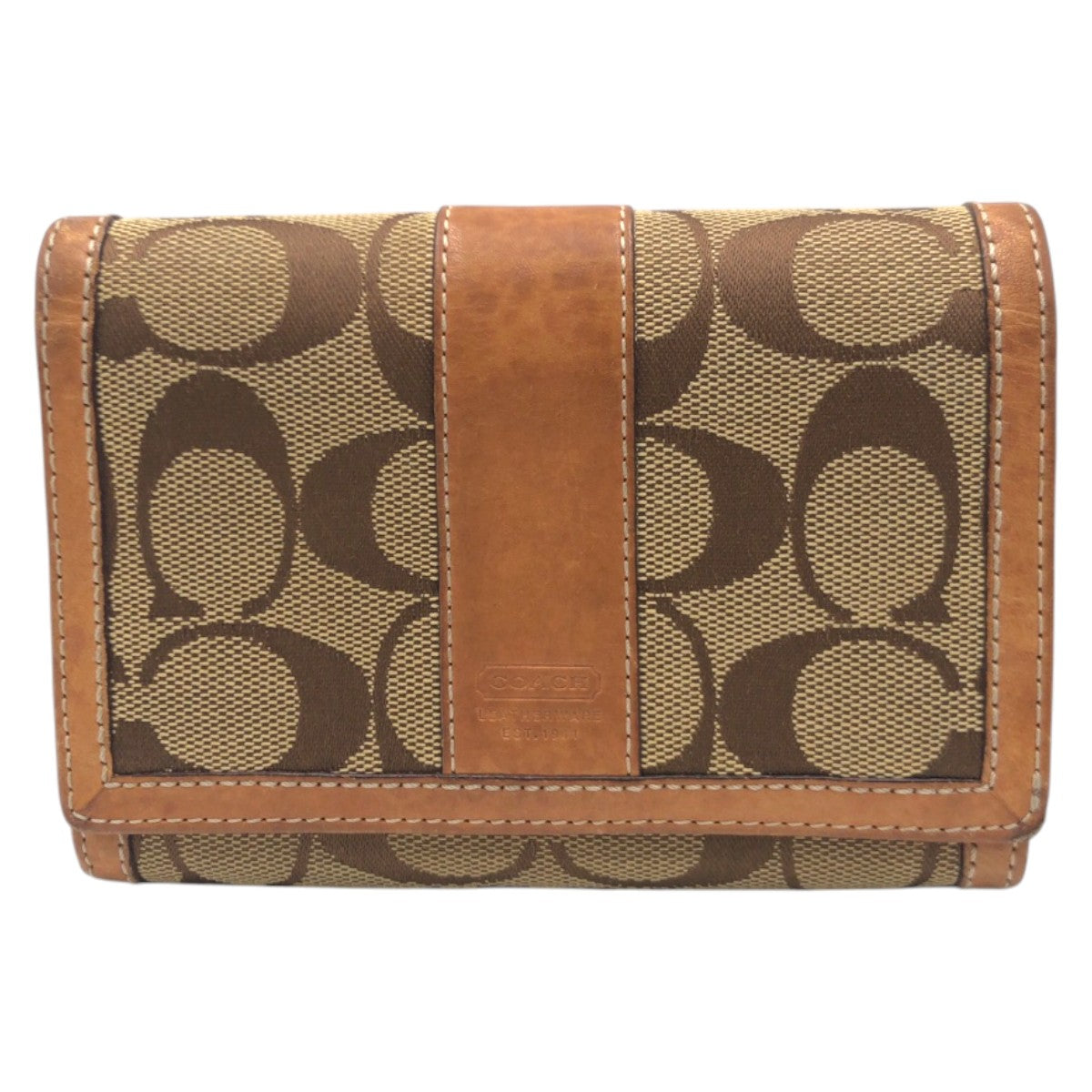 22242
COACH コーチ シグネチャー ブラウン キャンバス / レザー 二つ折り財布 折り財布 コンパクトウォレット レディース AB2