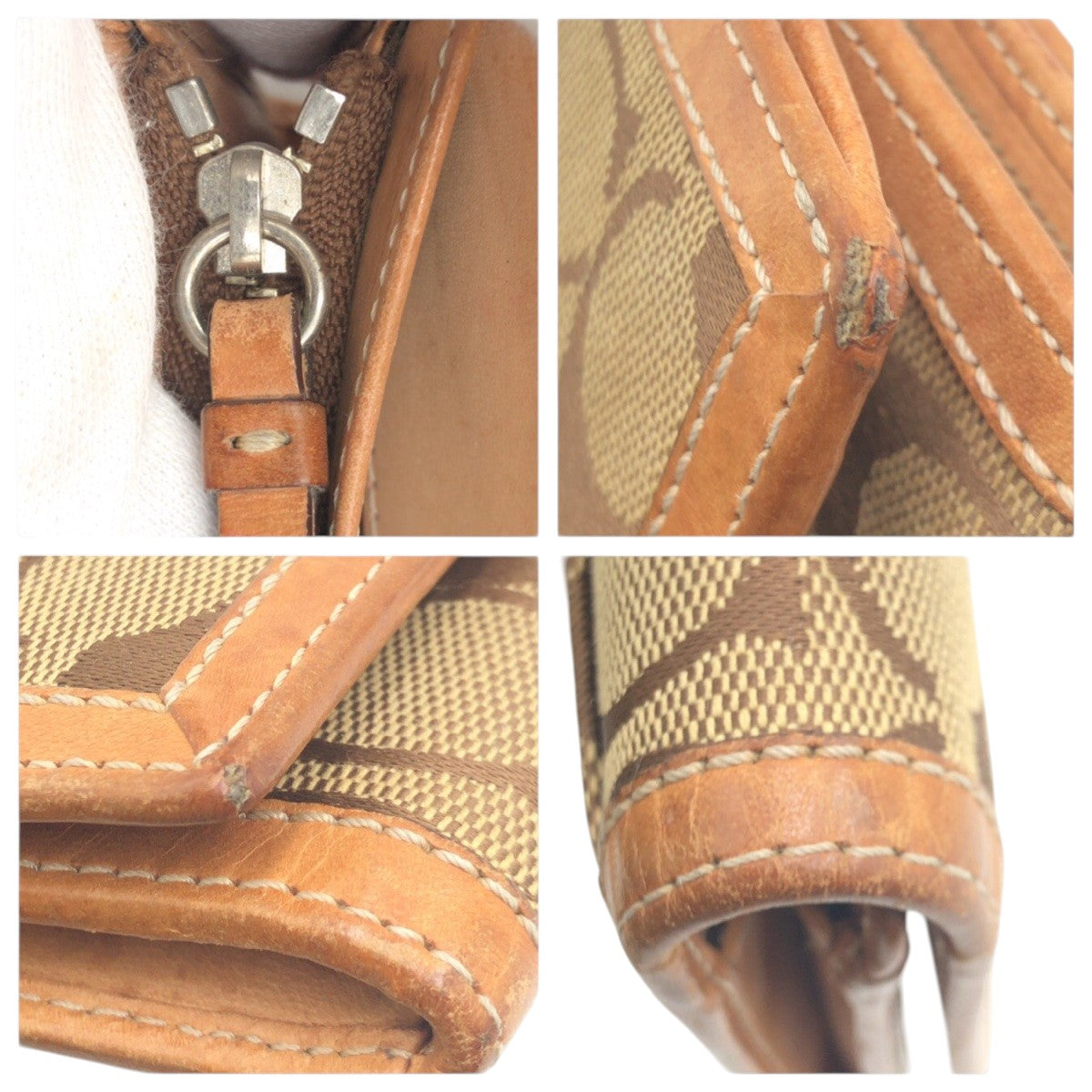 22242
COACH コーチ シグネチャー ブラウン キャンバス / レザー 二つ折り財布 折り財布 コンパクトウォレット レディース AB2