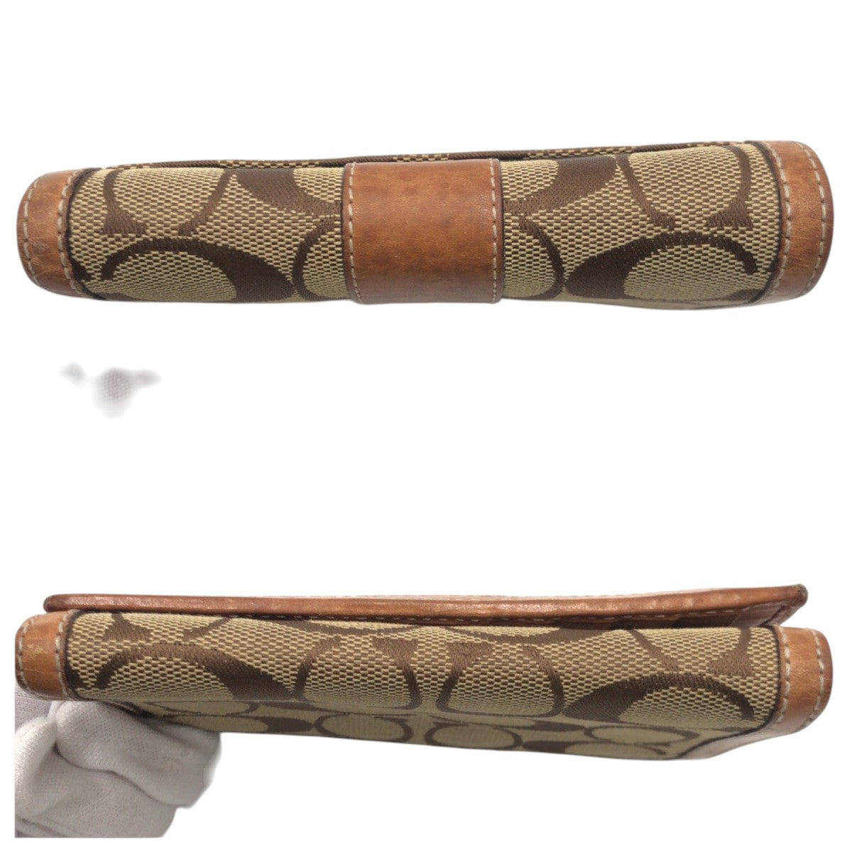 22242
COACH コーチ シグネチャー ブラウン キャンバス / レザー 二つ折り財布 折り財布 コンパクトウォレット レディース AB2