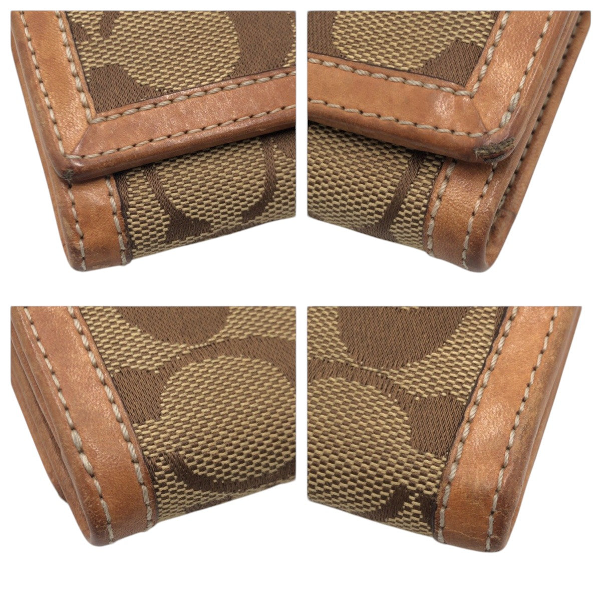 22242
COACH コーチ シグネチャー ブラウン キャンバス / レザー 二つ折り財布 折り財布 コンパクトウォレット レディース AB2