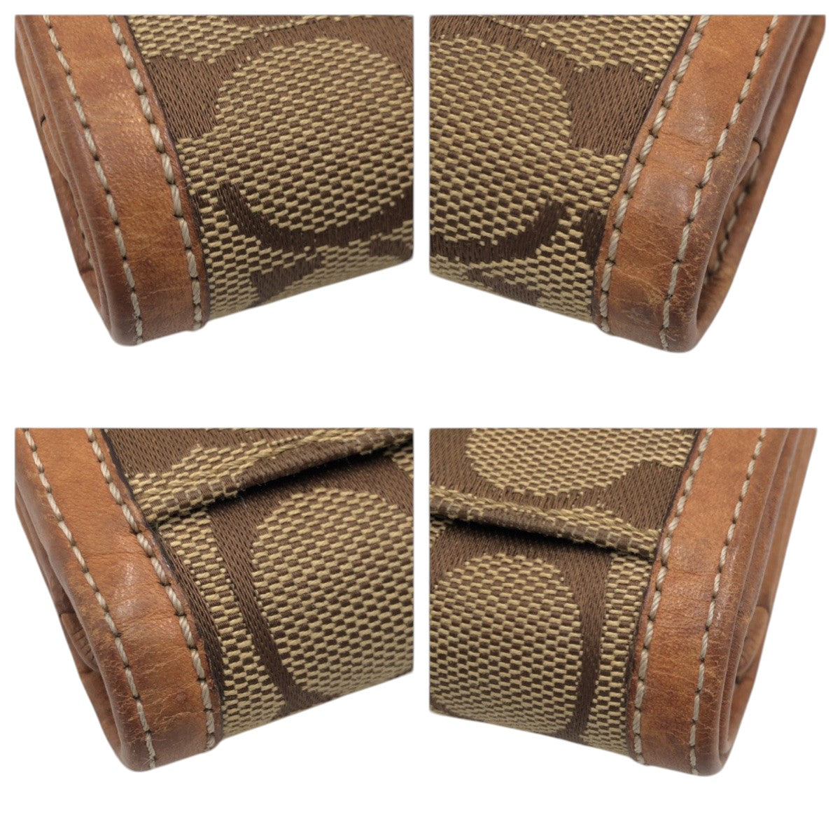 22242
COACH コーチ シグネチャー ブラウン キャンバス / レザー 二つ折り財布 折り財布 コンパクトウォレット レディース AB2