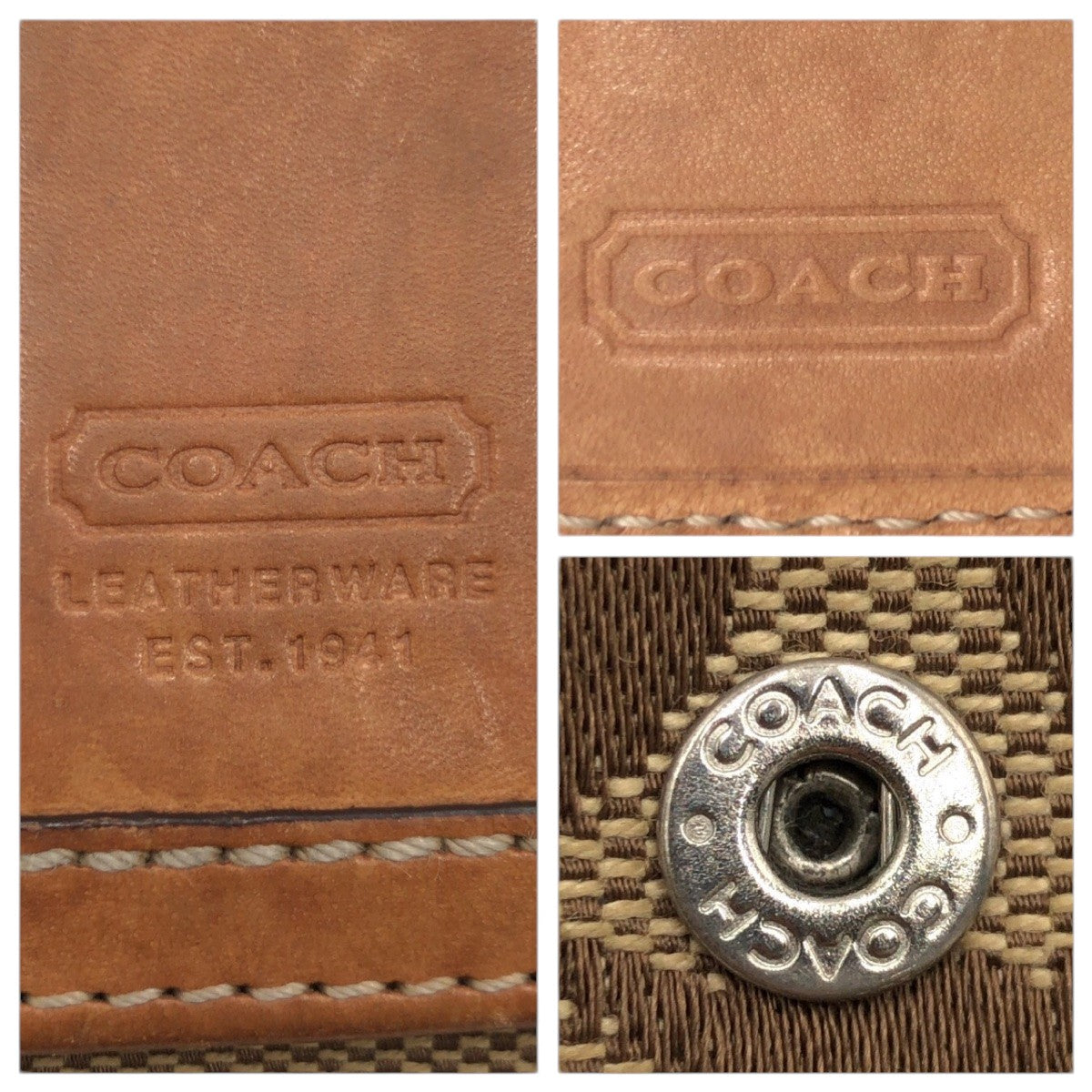 22242
COACH コーチ シグネチャー ブラウン キャンバス / レザー 二つ折り財布 折り財布 コンパクトウォレット レディース AB2