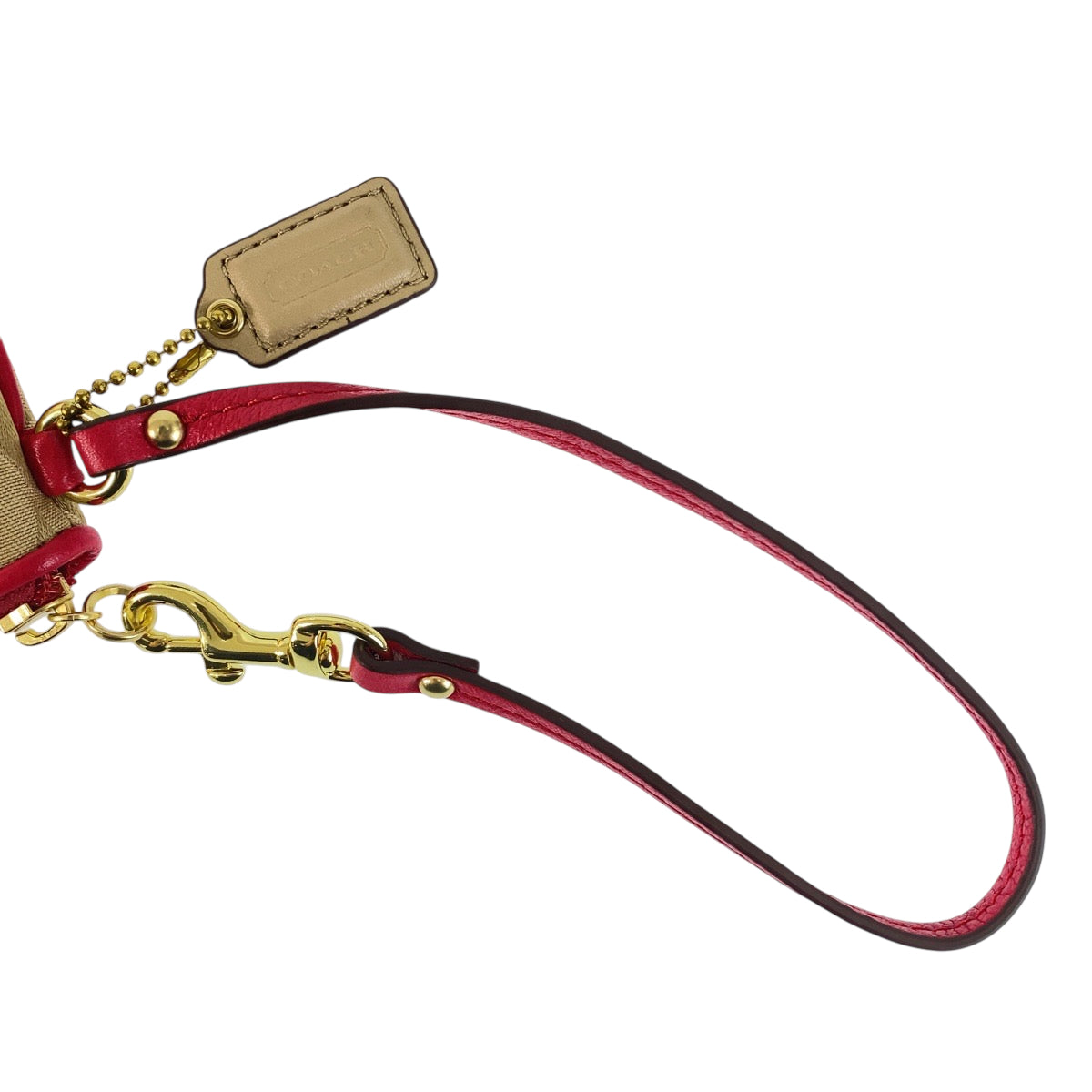 22243
COACH コーチ オプアート ベージュ ピンク ゴールド金具 キャンバス / レザー 46645 ポーチ アクセサリーポーチ レディース A2