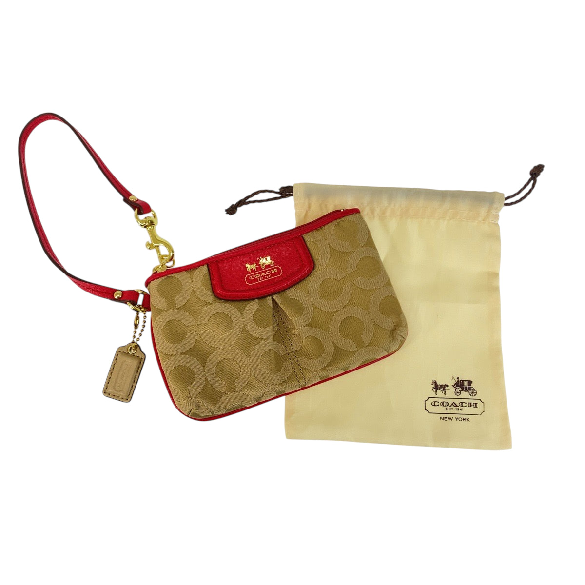 22243
COACH コーチ オプアート ベージュ ピンク ゴールド金具 キャンバス / レザー 46645 ポーチ アクセサリーポーチ レディース A2