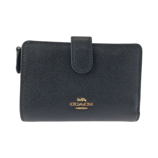 22244
COACH コーチ ブラック 黒 ゴールド金具 レザー F11484 折り財布 コンパクトウォレット レディース ABP4