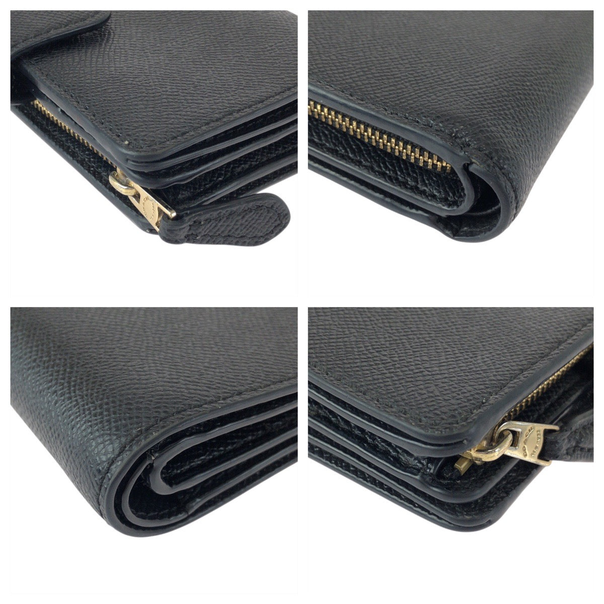 22244
COACH コーチ ブラック 黒 ゴールド金具 レザー F11484 折り財布 コンパクトウォレット レディース ABP4