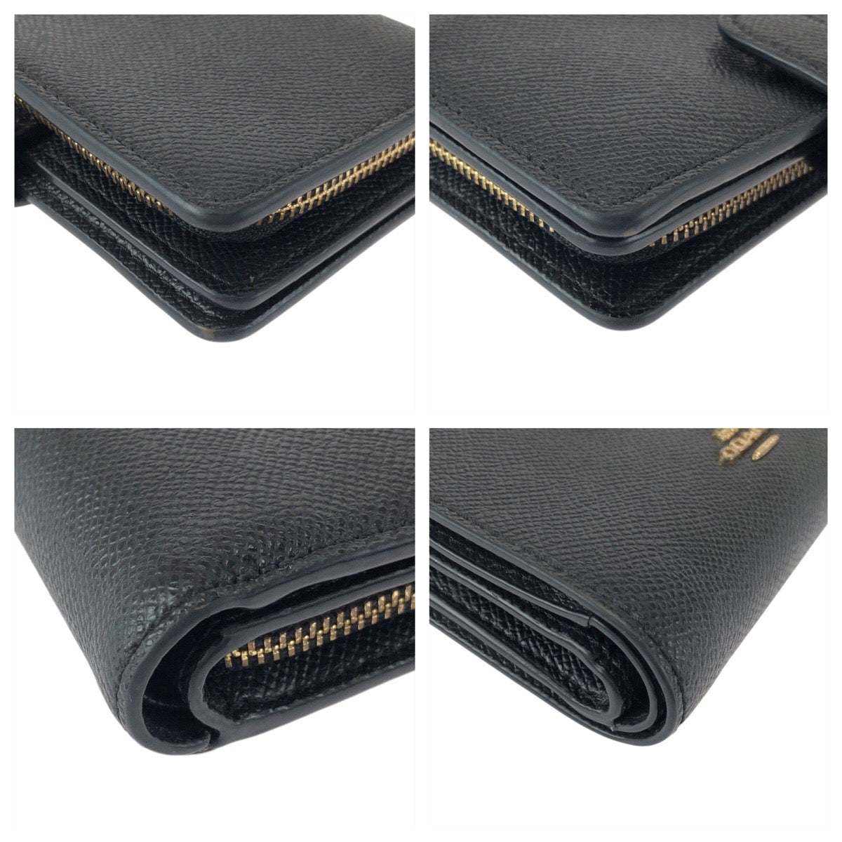 22244
COACH コーチ ブラック 黒 ゴールド金具 レザー F11484 折り財布 コンパクトウォレット レディース ABP4