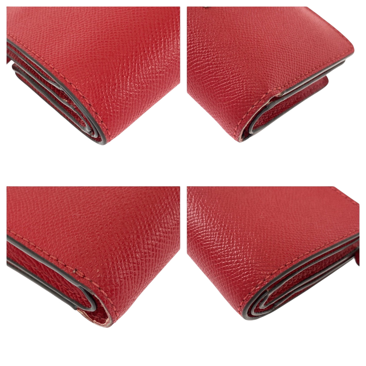 22245
COACH コーチ レッド シルバー金具 レザー F1980 折財布 コンパクトウォレット レディース ABP4