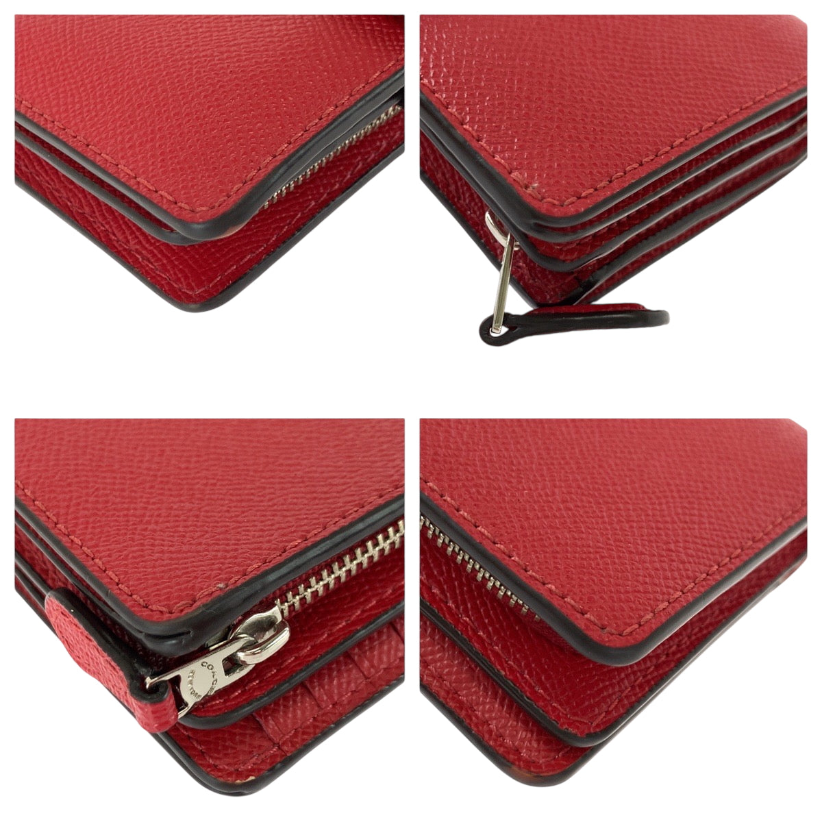 22245
COACH コーチ レッド シルバー金具 レザー F1980 折財布 コンパクトウォレット レディース ABP4