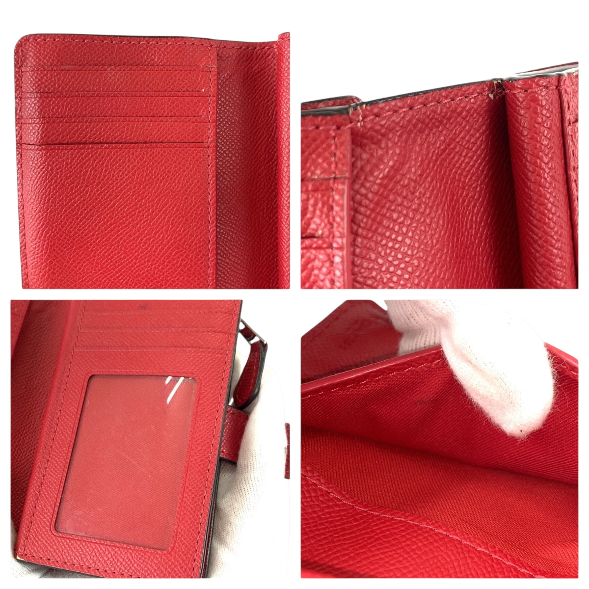 22245
COACH コーチ レッド シルバー金具 レザー F1980 折財布 コンパクトウォレット レディース ABP4