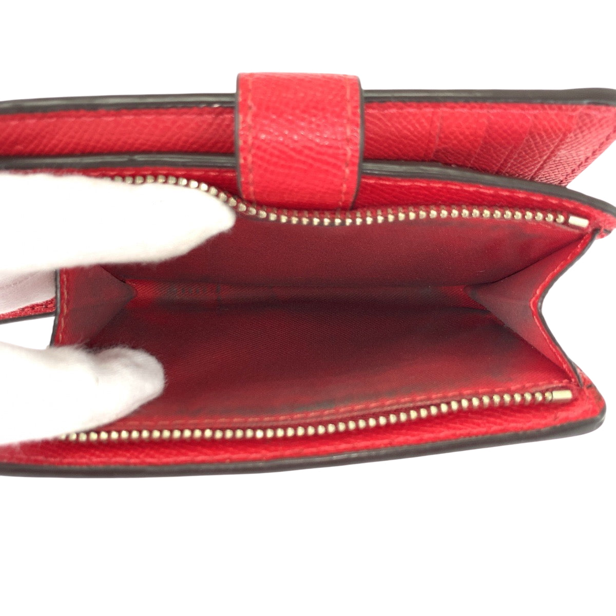 22245
COACH コーチ レッド シルバー金具 レザー F1980 折財布 コンパクトウォレット レディース ABP4