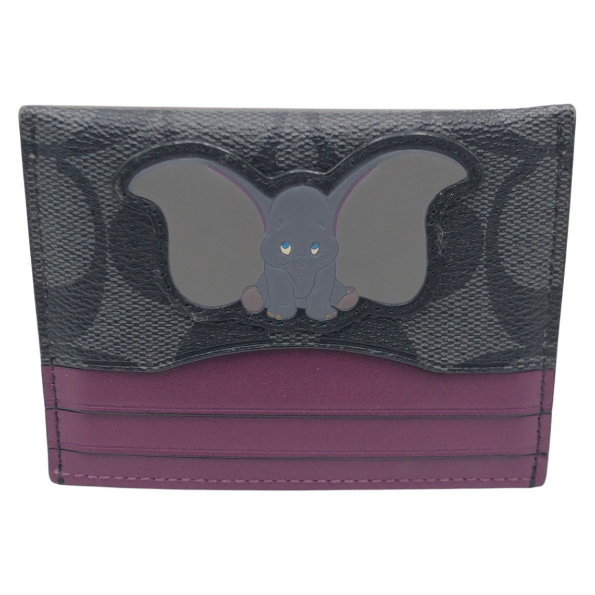 22246
COACH コーチ ディズニーコラボ シグネチャー ブラック 黒 パープル レザー M1991 カードケース パスケース 名刺入れ レディース A4