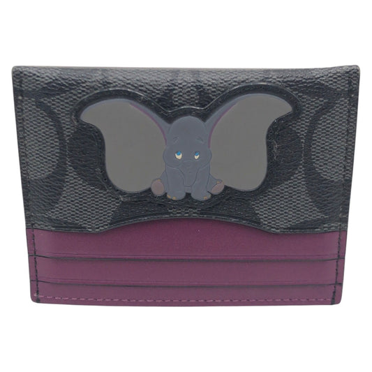 22246
COACH コーチ ディズニーコラボ シグネチャー ブラック 黒 パープル レザー M1991 カードケース パスケース 名刺入れ レディース A4