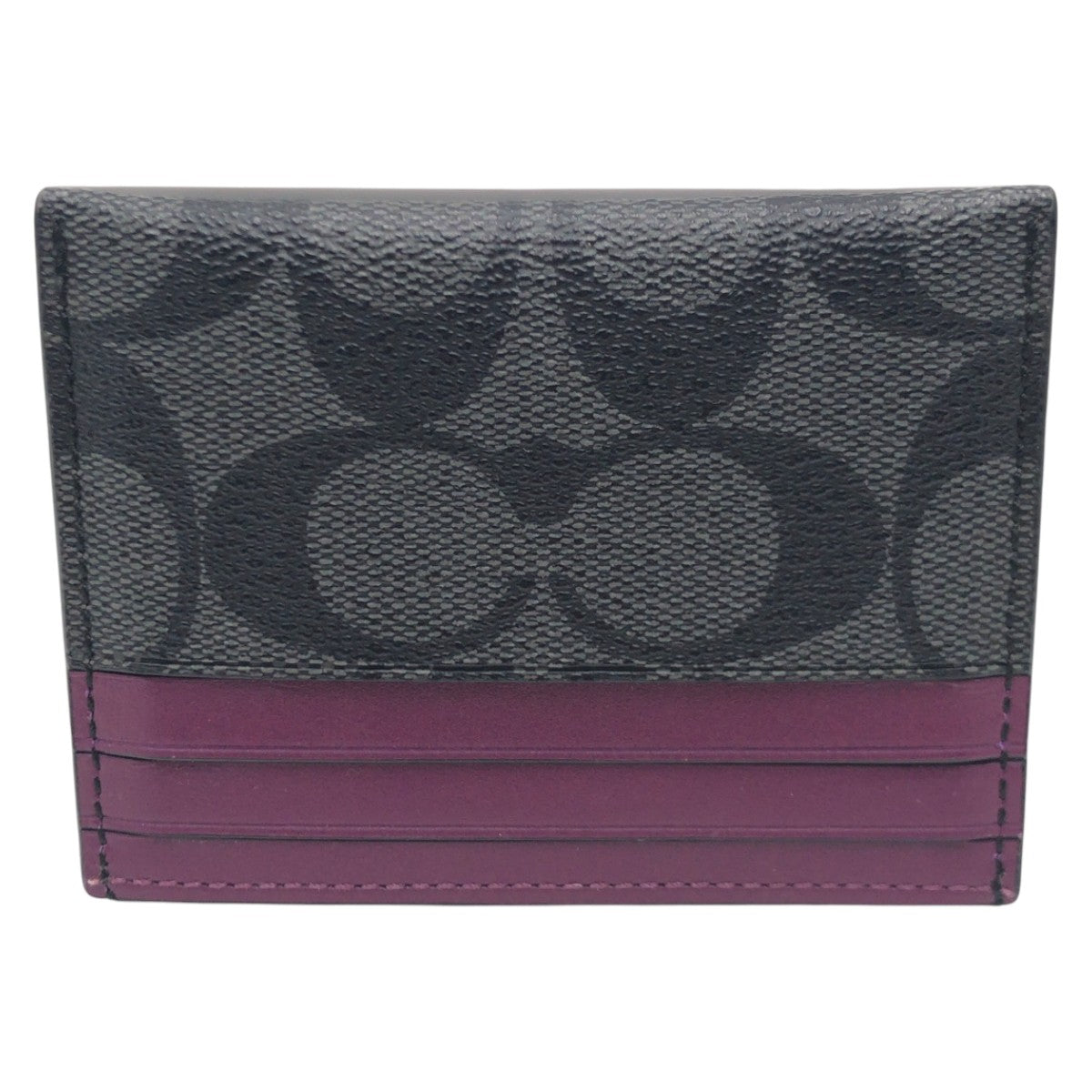 22246
COACH コーチ ディズニーコラボ シグネチャー ブラック 黒 パープル レザー M1991 カードケース パスケース 名刺入れ レディース A4