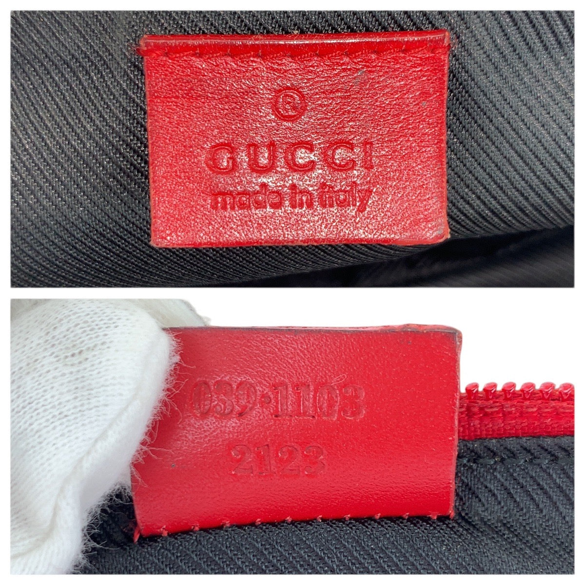 22247
GUCCI グッチ ベージュ レッド ゴールド金具 GGキャンバス / レザー 039.1103 ハンドバッグ アクセサリーポーチ レディース B5