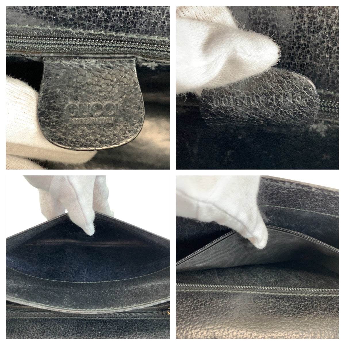 22248
GUCCI グッチ ブラック 黒 ゴールド金具 レザー / スウェード 001 406 1146 ショルダーバッグ ポシェット レディース AB18