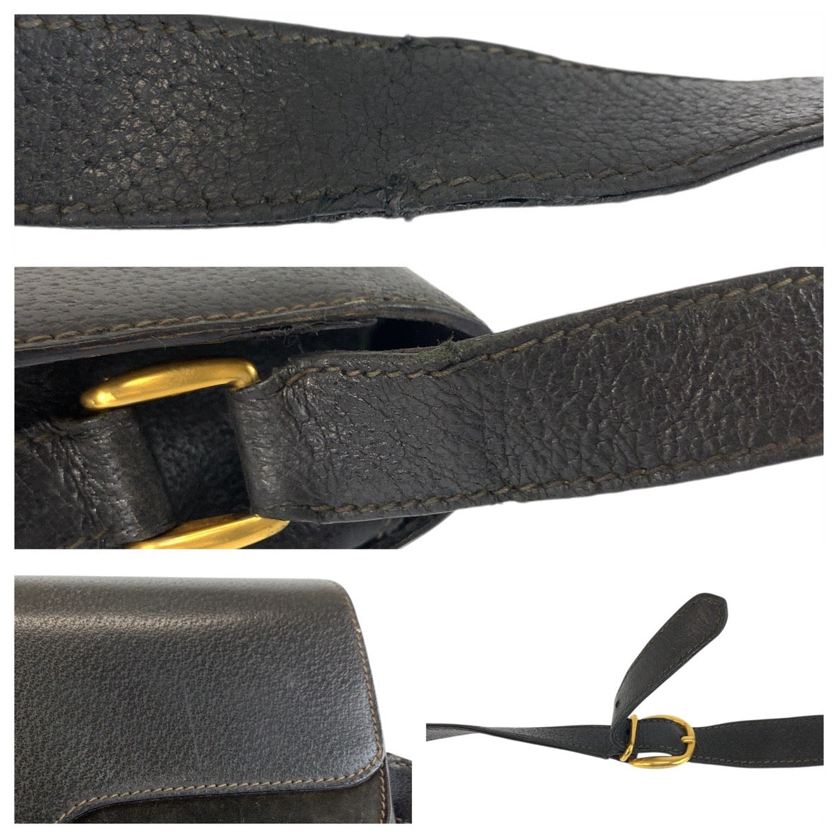 22248
GUCCI グッチ ブラック 黒 ゴールド金具 レザー / スウェード 001 406 1146 ショルダーバッグ ポシェット レディース AB18