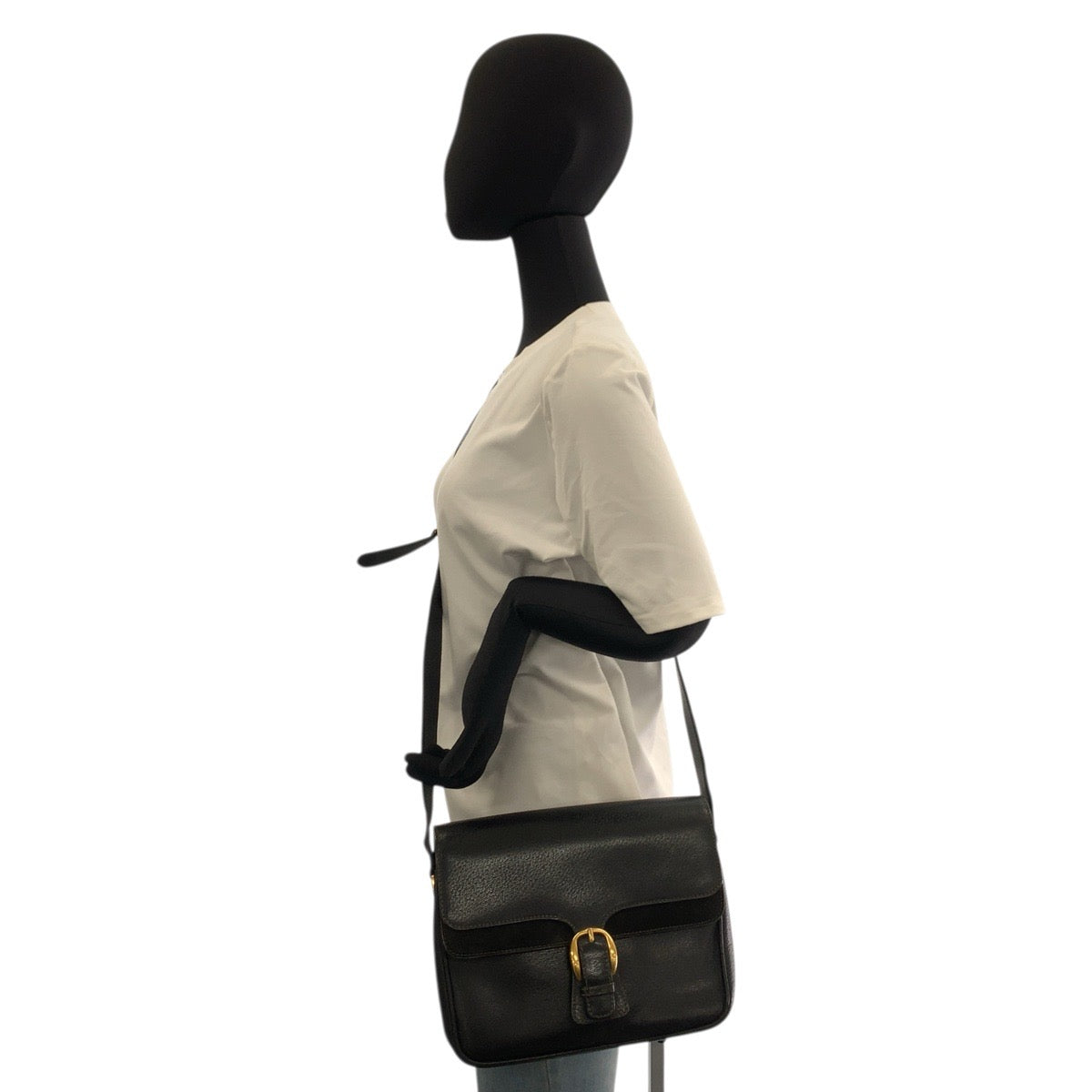 22248
GUCCI グッチ ブラック 黒 ゴールド金具 レザー / スウェード 001 406 1146 ショルダーバッグ ポシェット レディース AB18