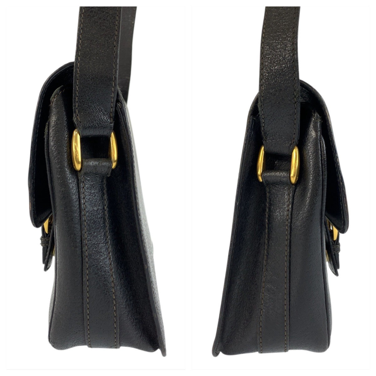 22248
GUCCI グッチ ブラック 黒 ゴールド金具 レザー / スウェード 001 406 1146 ショルダーバッグ ポシェット レディース AB18