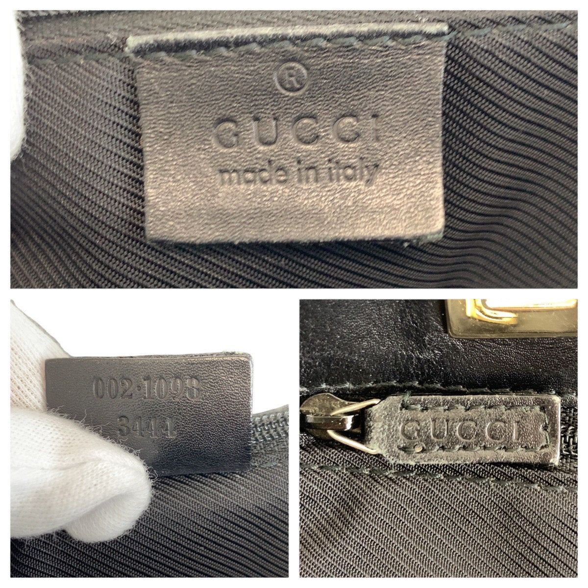 22249
GUCCI グッチ ブラック 黒 ゴールド金具 GGキャンバス / レザー 002 1098 トートバッグ ハンドバッグ レディース AB14