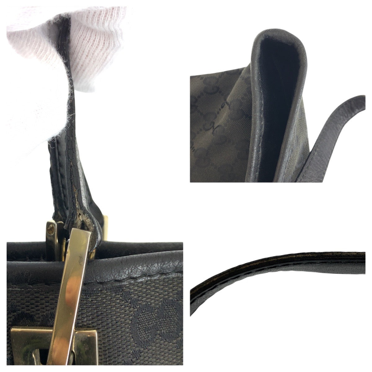 22249
GUCCI グッチ ブラック 黒 ゴールド金具 GGキャンバス / レザー 002 1098 トートバッグ ハンドバッグ レディース AB14