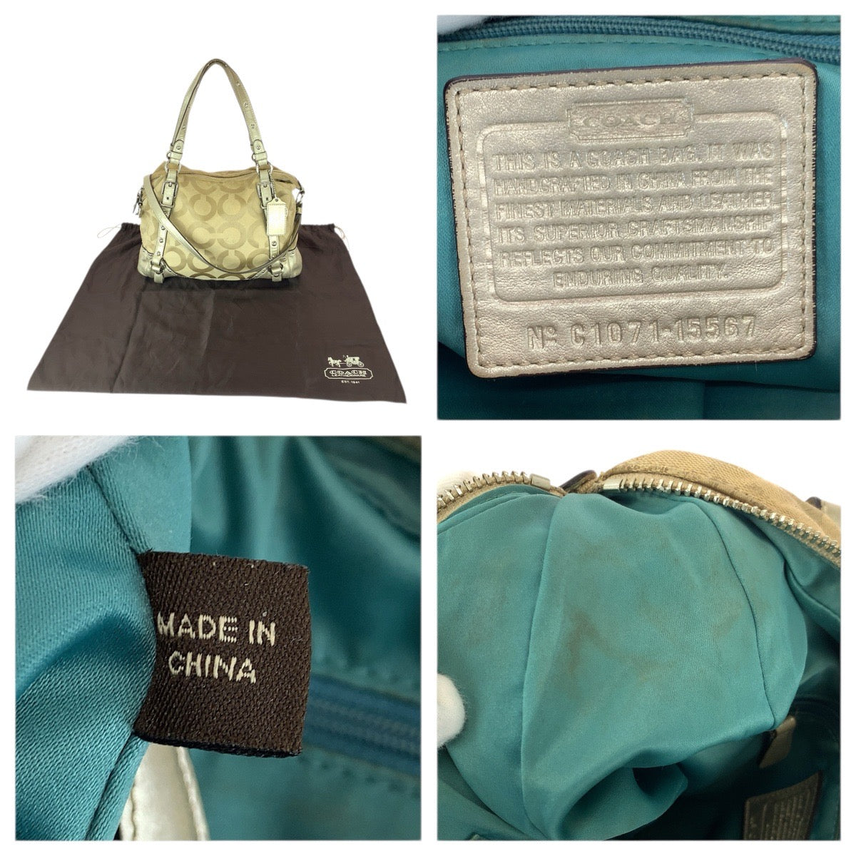 22254
COACH コーチ オプアート 2way ベージュ ゴールド シルバー金具 キャンバス / レザー 15567 トートバッグ ショルダーバッグ レディース B