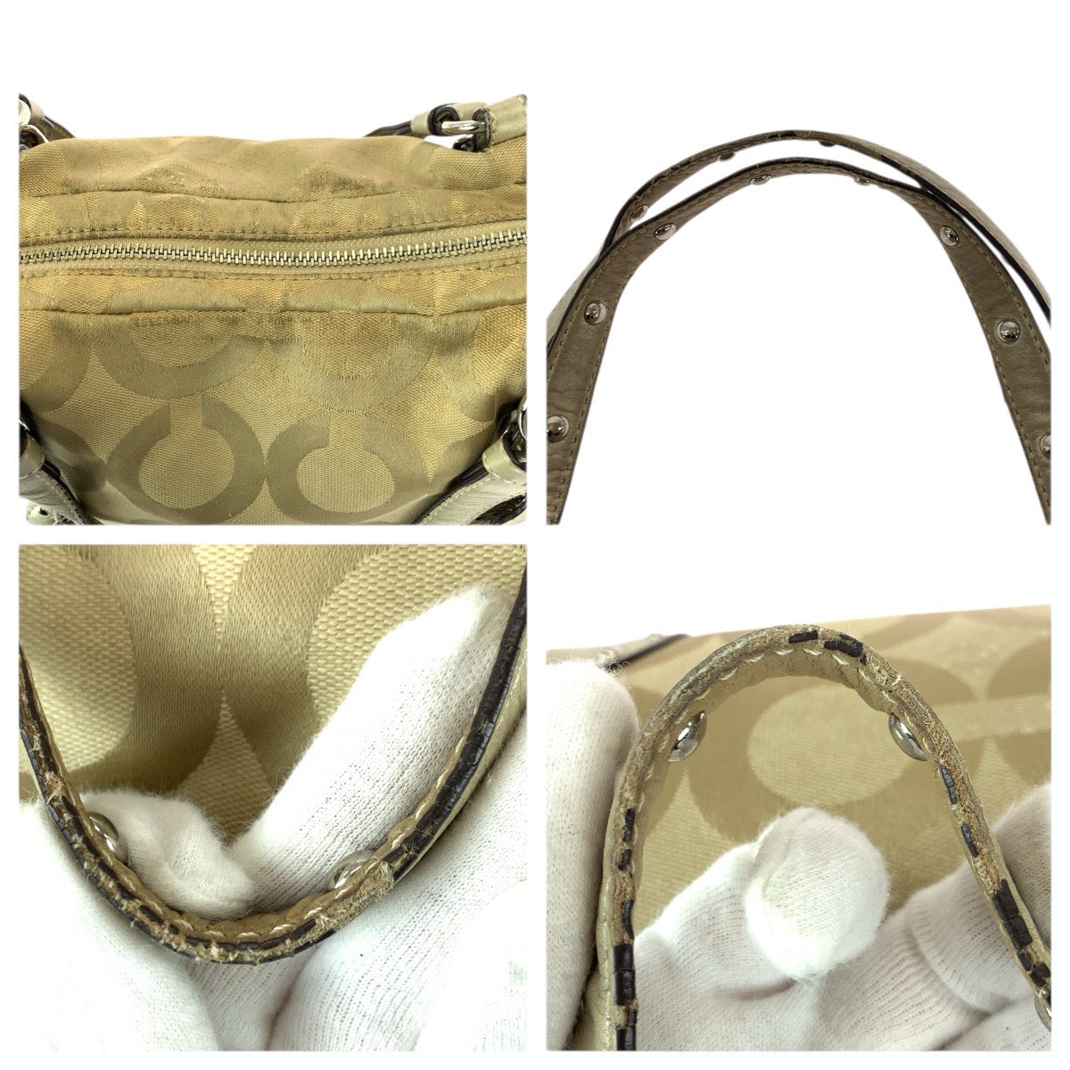 22254
COACH コーチ オプアート 2way ベージュ ゴールド シルバー金具 キャンバス / レザー 15567 トートバッグ ショルダーバッグ レディース B