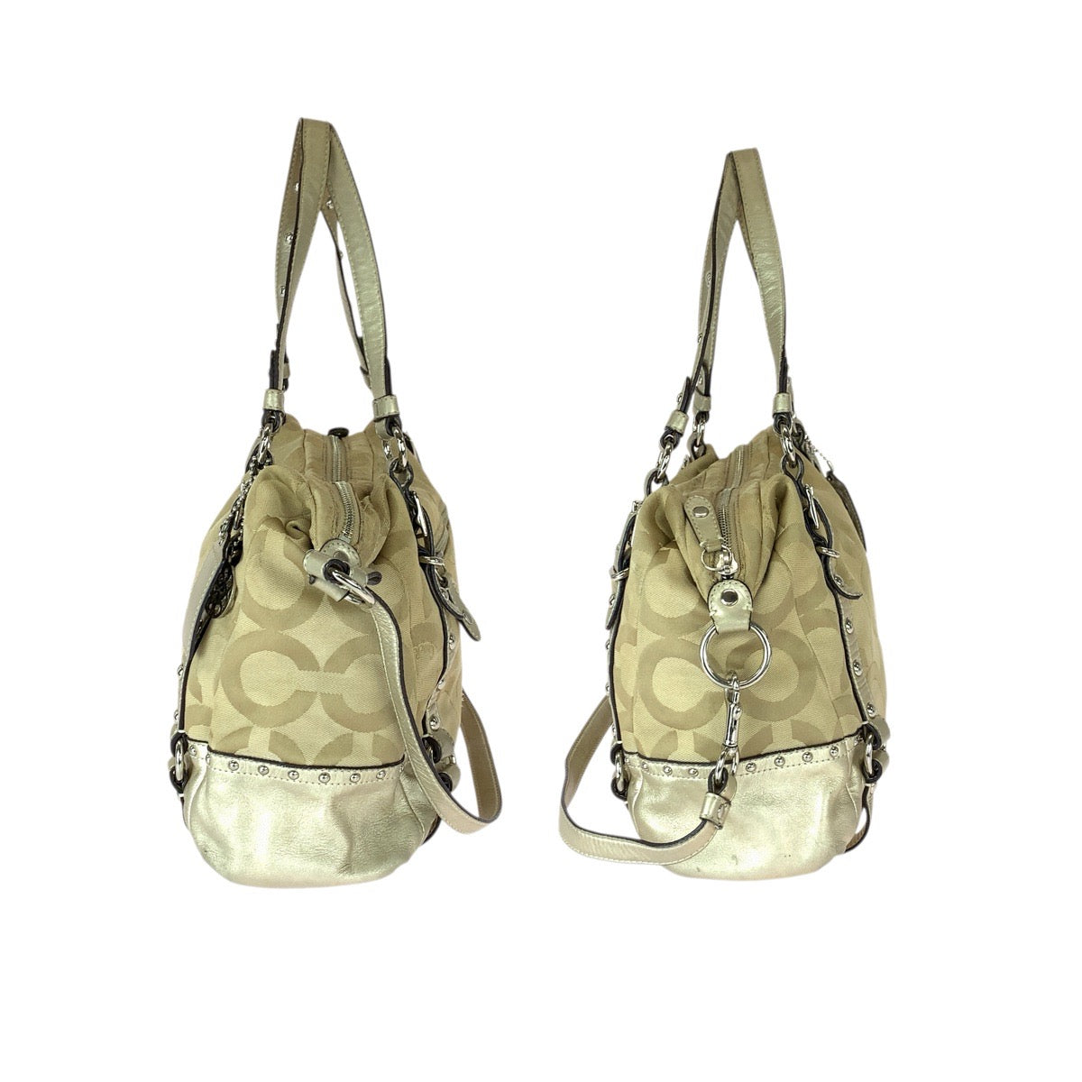 22254
COACH コーチ オプアート 2way ベージュ ゴールド シルバー金具 キャンバス / レザー 15567 トートバッグ ショルダーバッグ レディース B