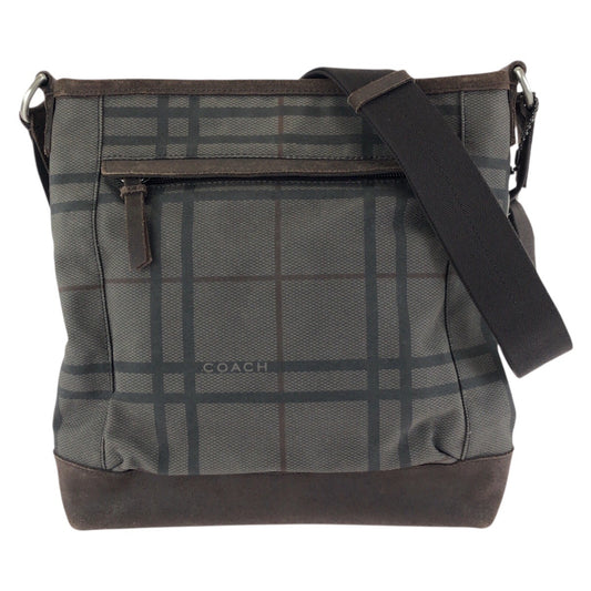 22256
COACH コーチ カムデン タッタソール ダークブラウン シルバー金具 キャンバス / スウェード F70935 ショルダーバッグ メッセンジャーバッグ レディース ABP8