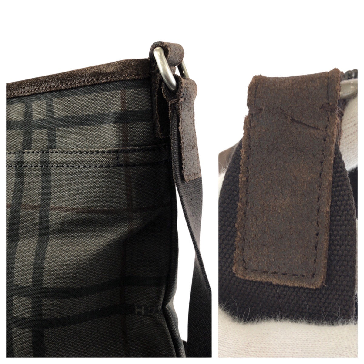 22256
COACH Camden Tattersall Dark Brown Silver Hardware Canvas / Suede F70935 Shoulder Bag Messenger Bag Ladies ABP8