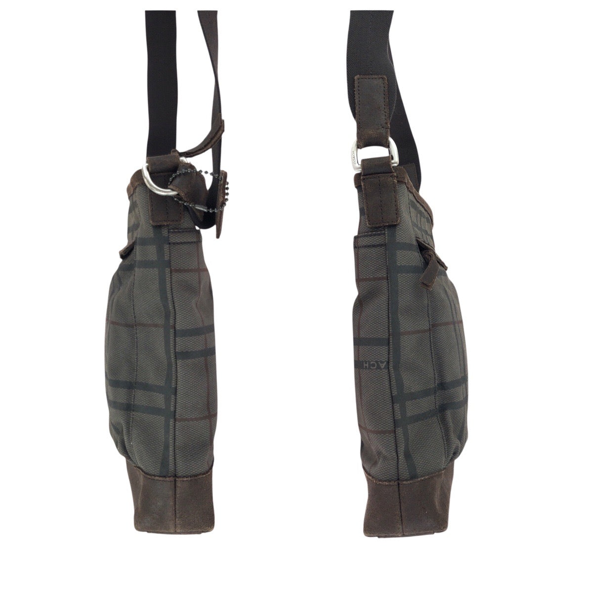 22256
COACH Camden Tattersall Dark Brown Silver Hardware Canvas / Suede F70935 Shoulder Bag Messenger Bag Ladies ABP8