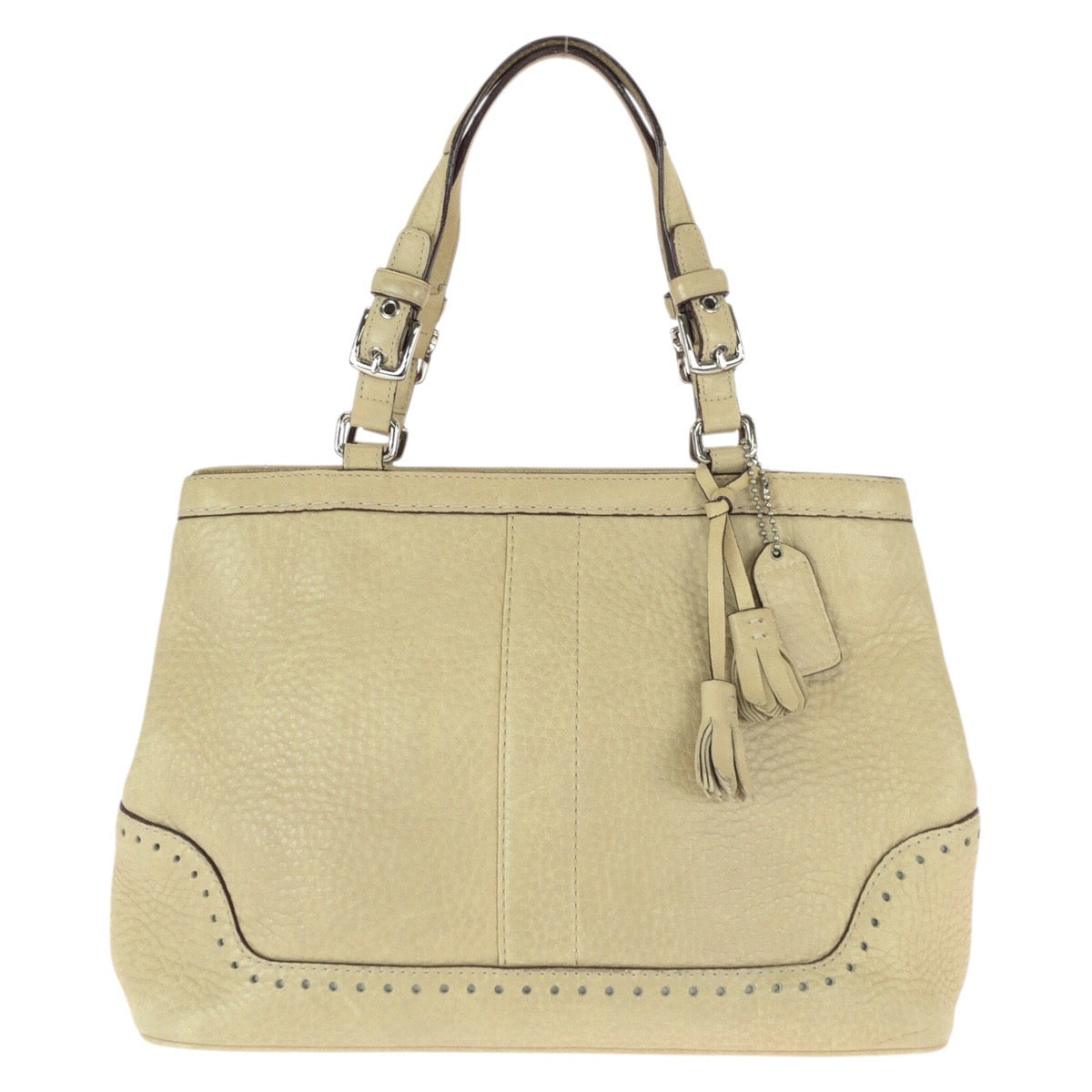 22257
COACH コーチ ハンプトンズ フリンジ ベージュ シルバー金具 レザー 5055 トートバッグ ハンドバッグ レディース ABP4