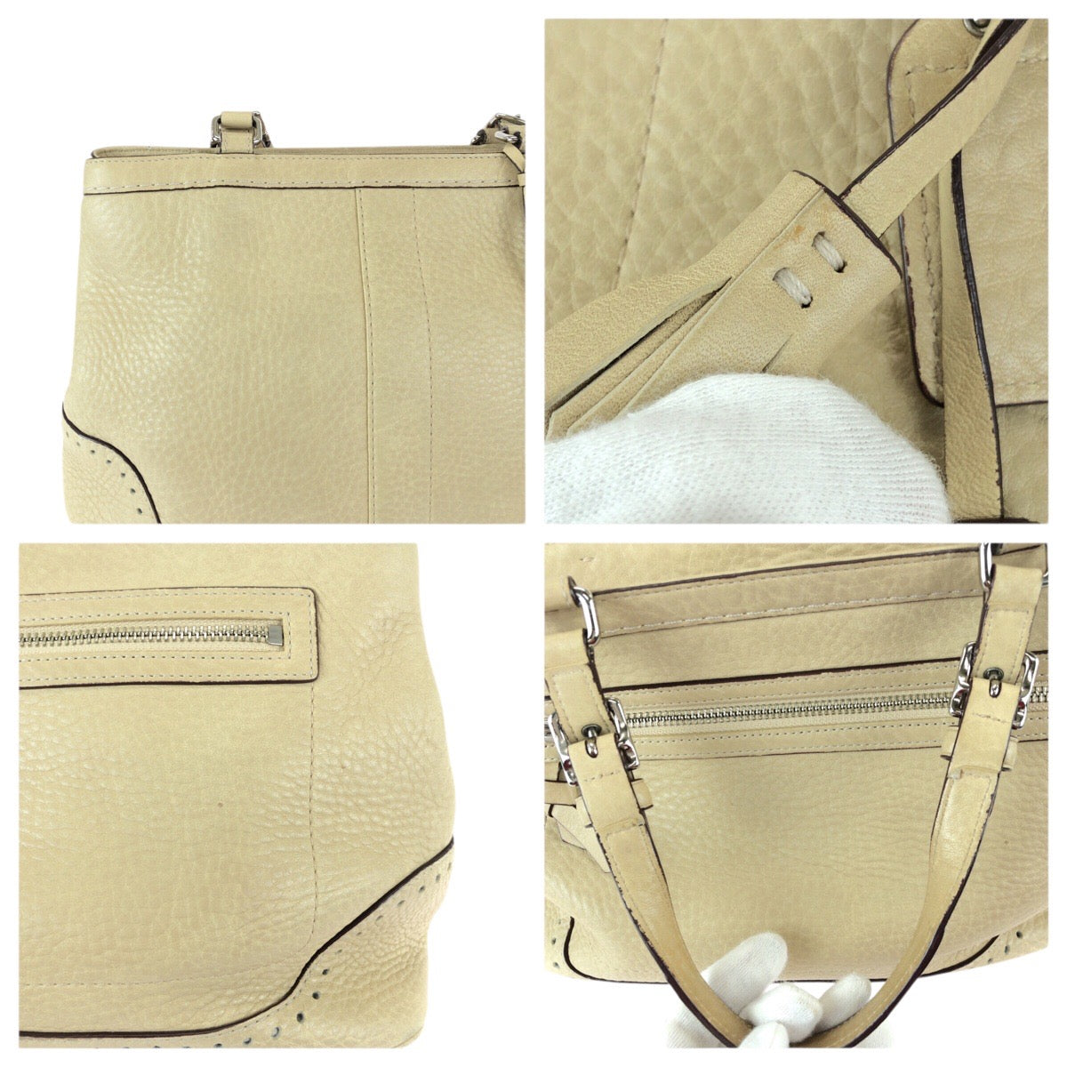 22257
COACH コーチ ハンプトンズ フリンジ ベージュ シルバー金具 レザー 5055 トートバッグ ハンドバッグ レディース ABP4