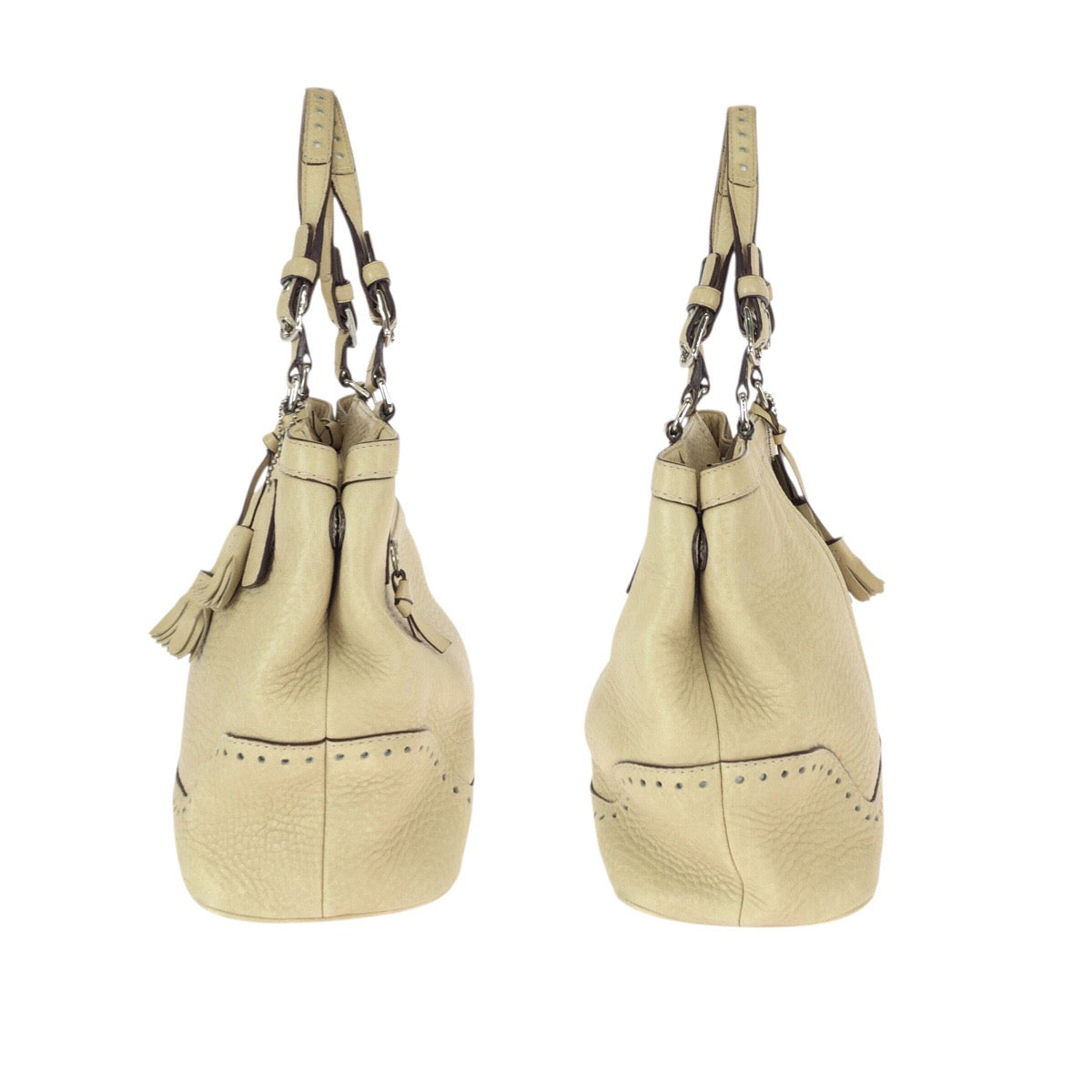 22257
COACH コーチ ハンプトンズ フリンジ ベージュ シルバー金具 レザー 5055 トートバッグ ハンドバッグ レディース ABP4