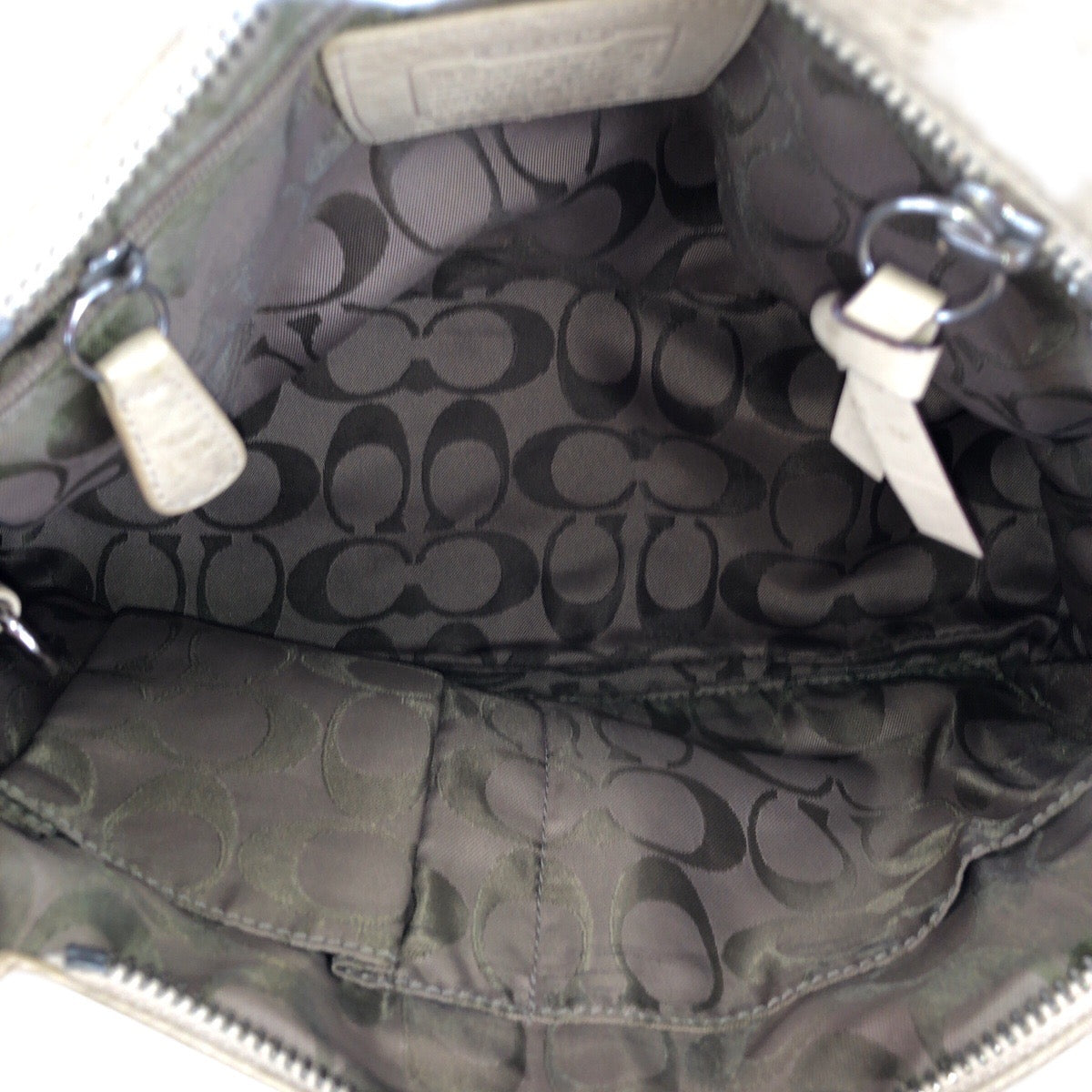 22257
COACH コーチ ハンプトンズ フリンジ ベージュ シルバー金具 レザー 5055 トートバッグ ハンドバッグ レディース ABP4