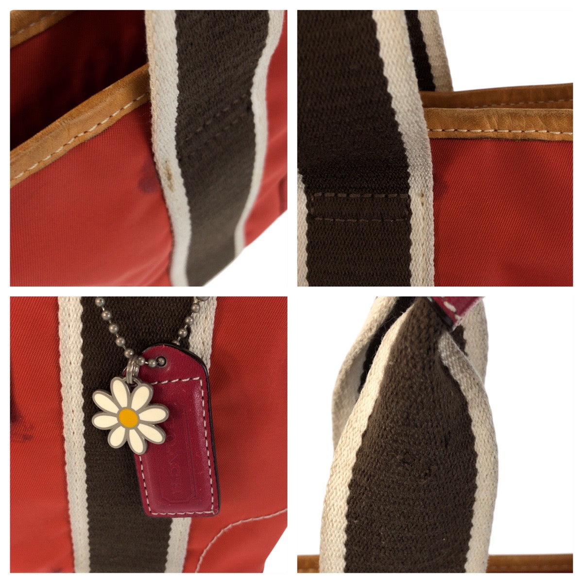 22258
COACH コーチ ハンプトンズ ウィークエンド ミニ トート オレンジ ブラウン シルバー金具 ナイロン / レザー 6260 ハンドバッグ トートバッグ レディース B2