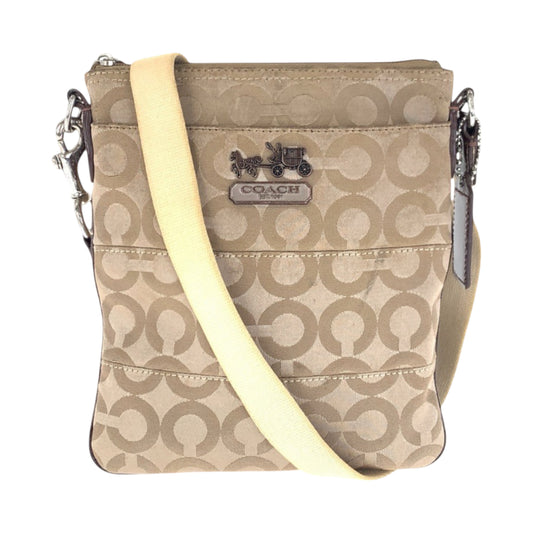 22259
COACH コーチ オプアート ベージュ ブラウン シルバー金具 キャンバス / エナメル 43131 ショルダーバッグ ポシェット レディース B4