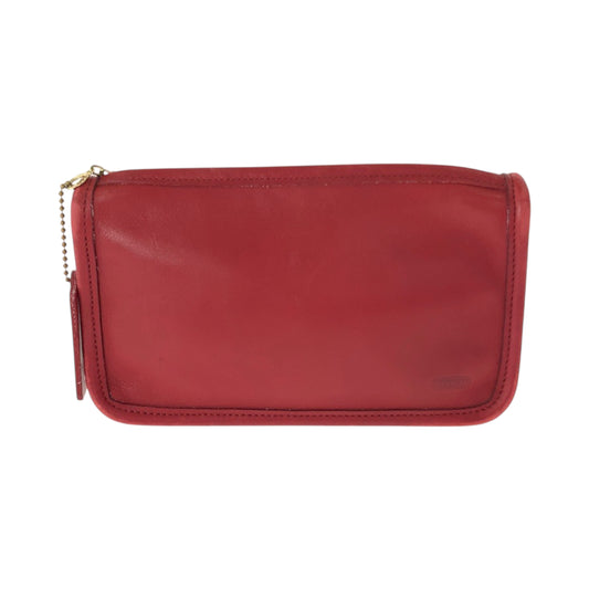 22260
COACH コーチ オールドコーチ レッド ゴールド金具 レザー ポーチ メイクポーチ レディース AB